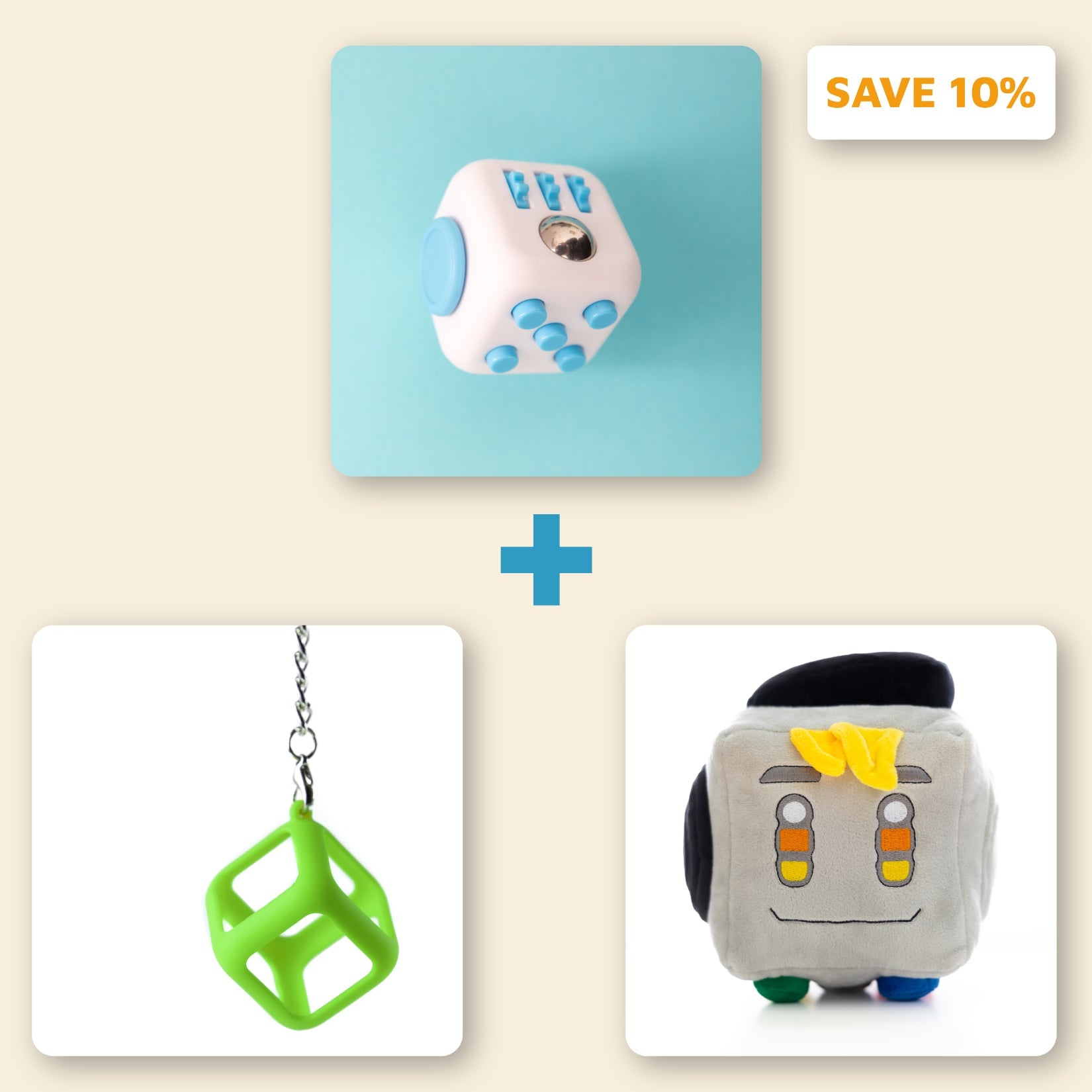 The Fidget Trifecta | Fidget Cube + Prism + Plushie | Antsy Labs